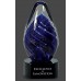 6 3/4 inch Blue Tear Drop Art Glass on Black Base